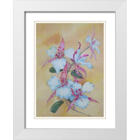 Floral White Modern Wood Framed Art Print with Double Matting by Mayskaya, Alisa