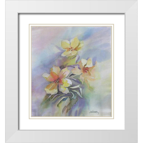 Floral White Modern Wood Framed Art Print with Double Matting by Mayskaya, Alisa
