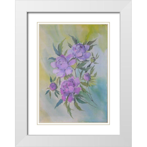 Purple Floriade I  White Modern Wood Framed Art Print with Double Matting by Mayskaya, Alisa