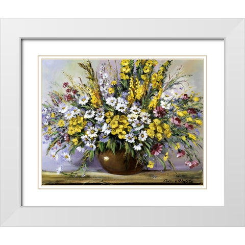Treasure of daisies White Modern Wood Framed Art Print with Double Matting by Paleta, Anna