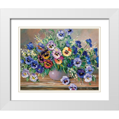 Bouquet of pansies White Modern Wood Framed Art Print with Double Matting by Paleta, Anna