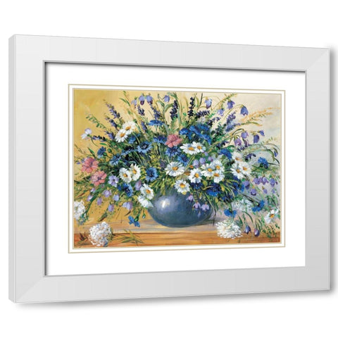 Vase with cornflowers White Modern Wood Framed Art Print with Double Matting by Paleta, Anna