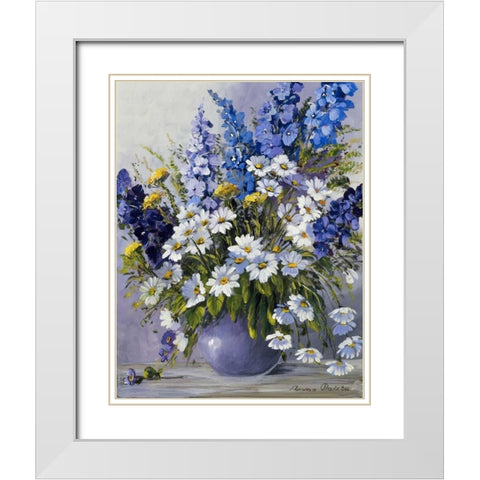 Delphinium White Modern Wood Framed Art Print with Double Matting by Paleta, Anna