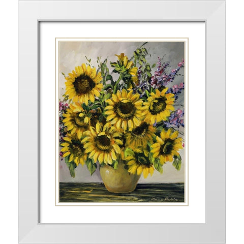 Sunny sunflowers White Modern Wood Framed Art Print with Double Matting by Paleta, Anna