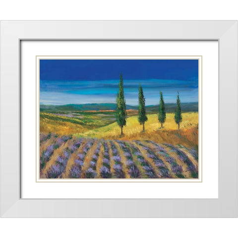 Field of lavender White Modern Wood Framed Art Print with Double Matting by Paleta, Anna