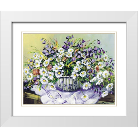 Colourful table II White Modern Wood Framed Art Print with Double Matting by Paleta, Anna