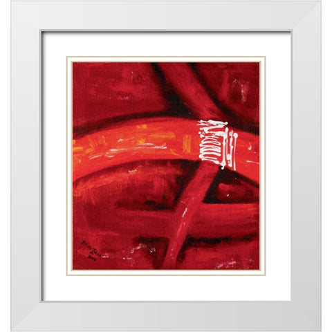 Connections White Modern Wood Framed Art Print with Double Matting by die Zakko, Art