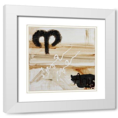 Aries White Modern Wood Framed Art Print with Double Matting by die Zakko, Art