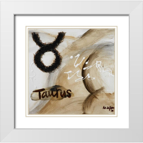 Taurus White Modern Wood Framed Art Print with Double Matting by die Zakko, Art