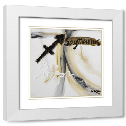 Sagittarius White Modern Wood Framed Art Print with Double Matting by die Zakko, Art