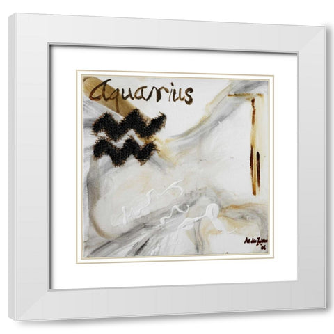 Aquarius White Modern Wood Framed Art Print with Double Matting by die Zakko, Art