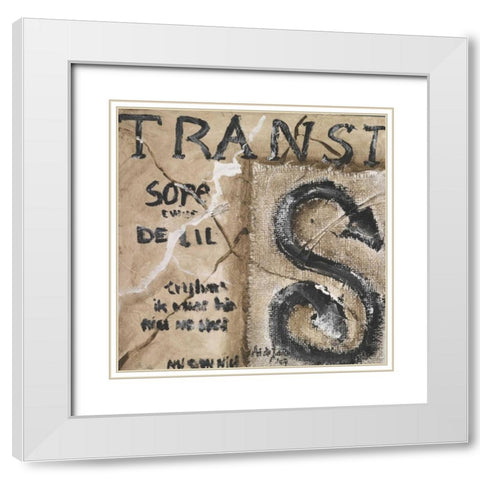 Signs  White Modern Wood Framed Art Print with Double Matting by die Zakko, Art