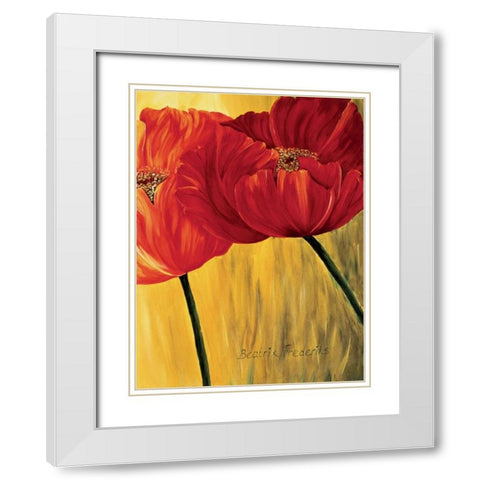 Dancing Tulips II White Modern Wood Framed Art Print with Double Matting by Frederiks, Beatrix