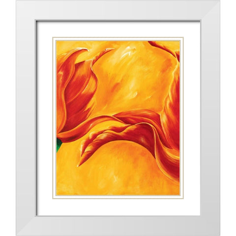 Tripple of tulips I White Modern Wood Framed Art Print with Double Matting by Frederiks, Beatrix
