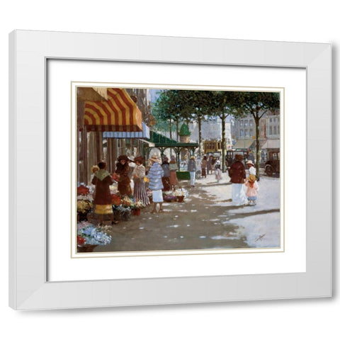 Old Market place II White Modern Wood Framed Art Print with Double Matting by van Rooijen, Carel