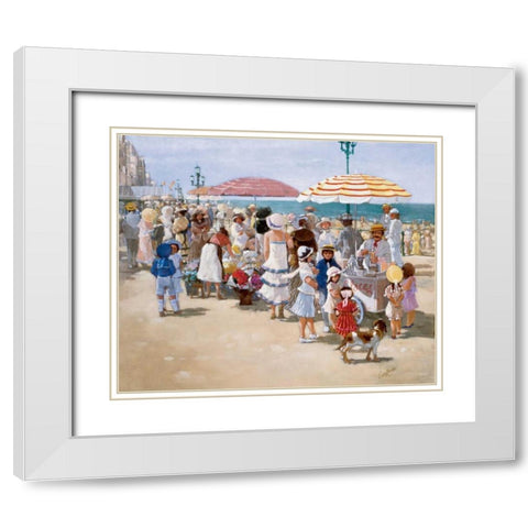 Beach old times III White Modern Wood Framed Art Print with Double Matting by van Rooijen, Carel