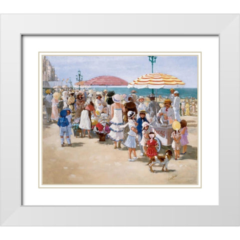 Beach old times III White Modern Wood Framed Art Print with Double Matting by van Rooijen, Carel