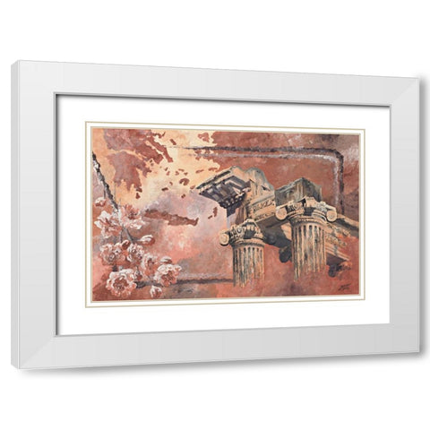 Pillars White Modern Wood Framed Art Print with Double Matting by Blair, David