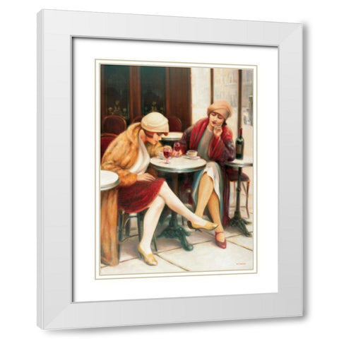 Cafe II White Modern Wood Framed Art Print with Double Matting by Denis, E