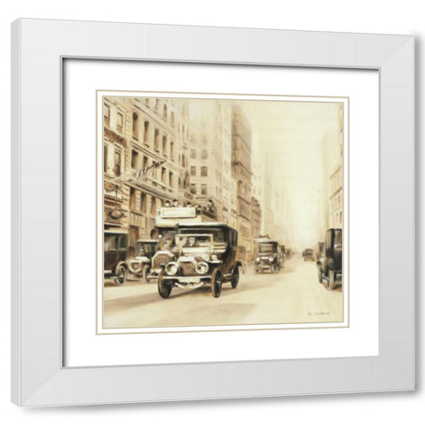 Old street usa White Modern Wood Framed Art Print with Double Matting by Denis, E
