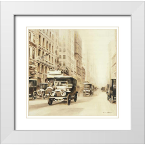 Old street usa White Modern Wood Framed Art Print with Double Matting by Denis, E