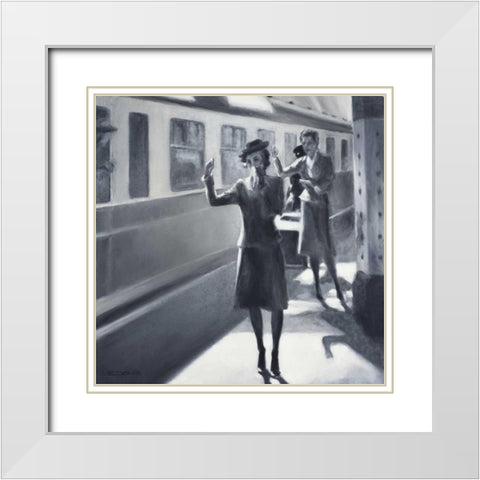 trainstation White Modern Wood Framed Art Print with Double Matting by Denis, E