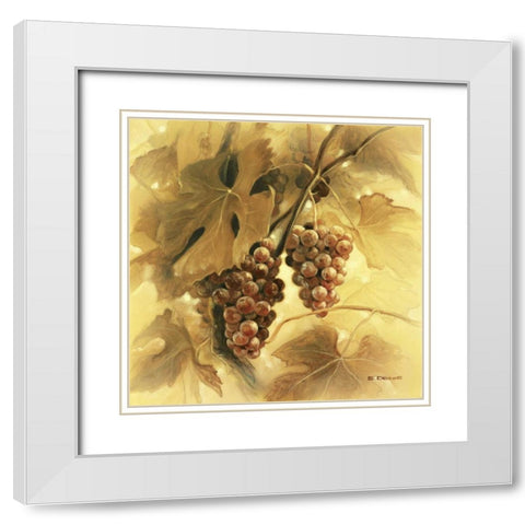 Grapes III White Modern Wood Framed Art Print with Double Matting by Denis, E