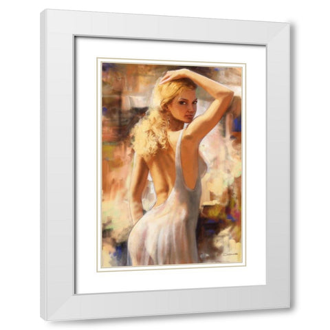 Attractive I White Modern Wood Framed Art Print with Double Matting by Denis, E