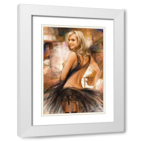 Attractive II White Modern Wood Framed Art Print with Double Matting by Denis, E