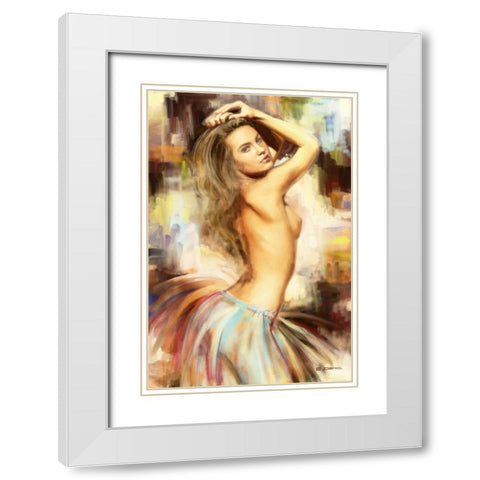 Attractive III White Modern Wood Framed Art Print with Double Matting by Denis, E