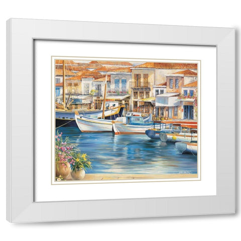 Ambiance de mediterranee II White Modern Wood Framed Art Print with Double Matting by Erwin, Eric