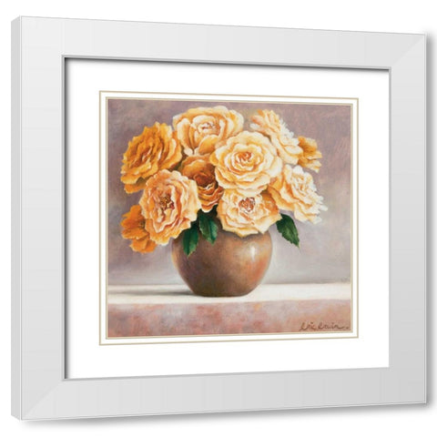 Bouquet in yellow White Modern Wood Framed Art Print with Double Matting by Erwin, Eric