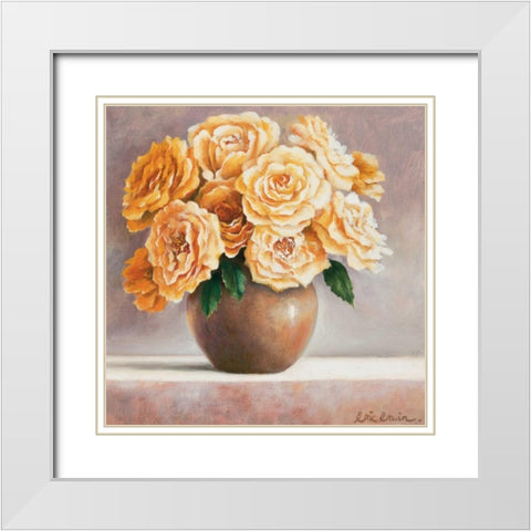Bouquet in yellow White Modern Wood Framed Art Print with Double Matting by Erwin, Eric