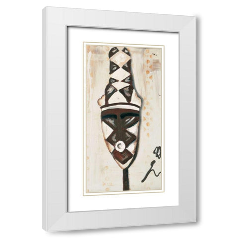 African influence I White Modern Wood Framed Art Print with Double Matting by Elki,O