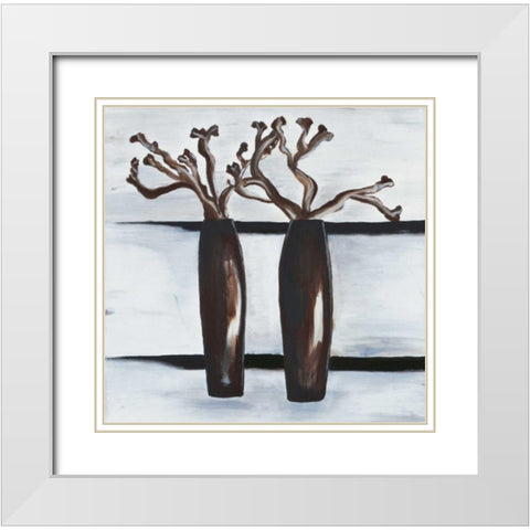 Deco I White Modern Wood Framed Art Print with Double Matting by Elki,O