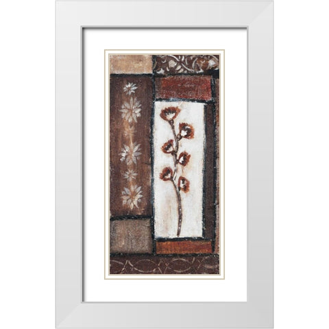 Floral brown I White Modern Wood Framed Art Print with Double Matting by Elki,O