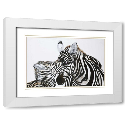 Zebra White Modern Wood Framed Art Print with Double Matting by Elki,O