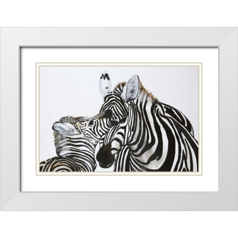 Zebra White Modern Wood Framed Art Print with Double Matting by Elki,O