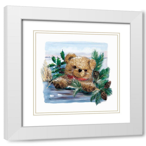 Winter Bear White Modern Wood Framed Art Print with Double Matting by Withaar, Rian