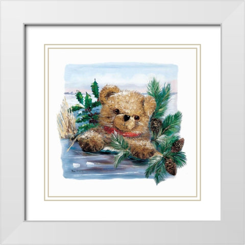 Winter Bear White Modern Wood Framed Art Print with Double Matting by Withaar, Rian