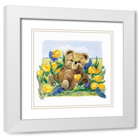 Spring Bear White Modern Wood Framed Art Print with Double Matting by Withaar, Rian