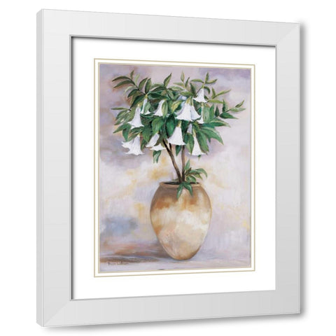 Datura White Modern Wood Framed Art Print with Double Matting by Withaar, Rian
