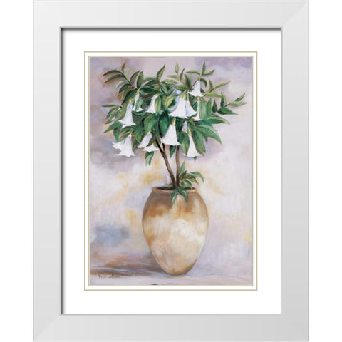 Datura White Modern Wood Framed Art Print with Double Matting by Withaar, Rian