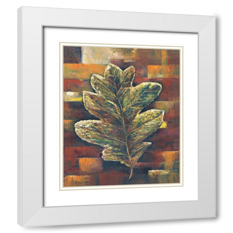American oak leaf White Modern Wood Framed Art Print with Double Matting by Withaar, Rian