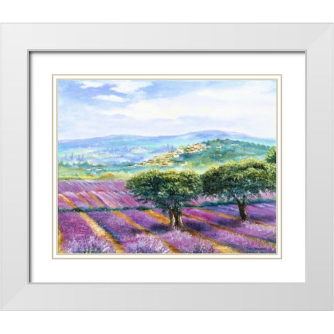 Lavender field White Modern Wood Framed Art Print with Double Matting by Withaar, Rian