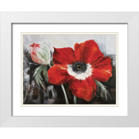 Poppy in full bloom White Modern Wood Framed Art Print with Double Matting by Withaar, Rian
