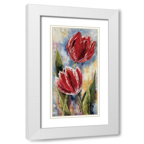 Red tulips White Modern Wood Framed Art Print with Double Matting by Withaar, Rian