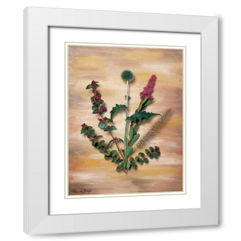 Pink wild flowers White Modern Wood Framed Art Print with Double Matting by de Bruijn, Hans