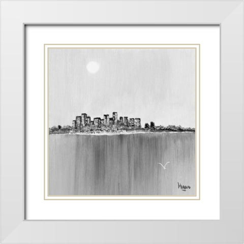 New York Skyline I White Modern Wood Framed Art Print with Double Matting by de Bruijn, Hans