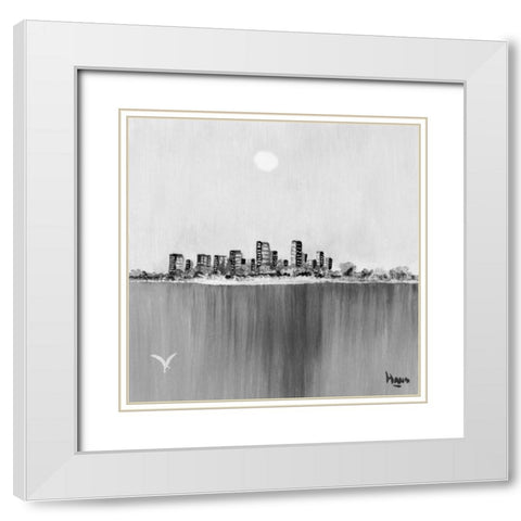 New York Skyline II White Modern Wood Framed Art Print with Double Matting by de Bruijn, Hans
